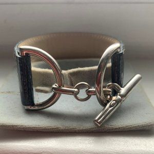 GreenPatent  Leather Longchamp Buckle Bracelet